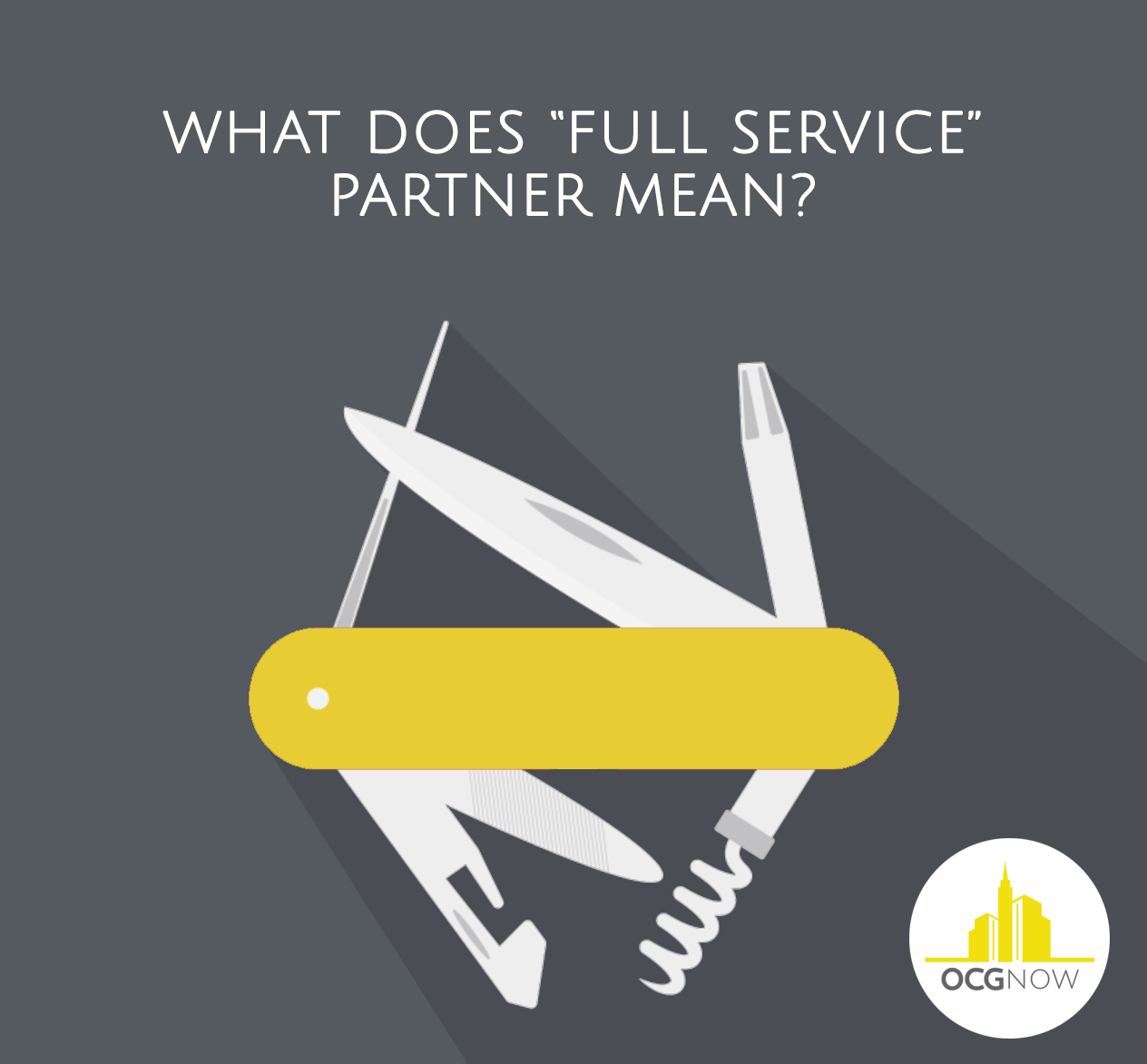 Swiss army knife symbolic of the full service partner help offered by OCGnow