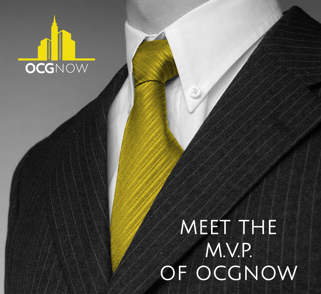 Businessman suit and tie MVP explains OCGnow mission statement