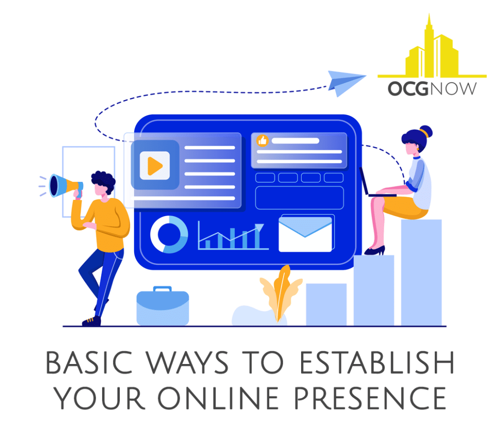 Marketing agency graphic depicting the first steps toward your online presence